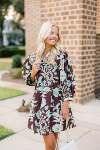 Time After Time Brown Printed Dress - Instyle Boutique