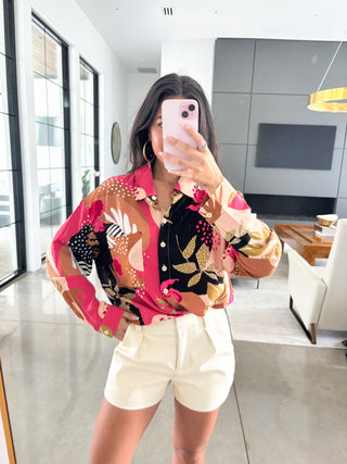 Midnight Bloom Printed Blouse