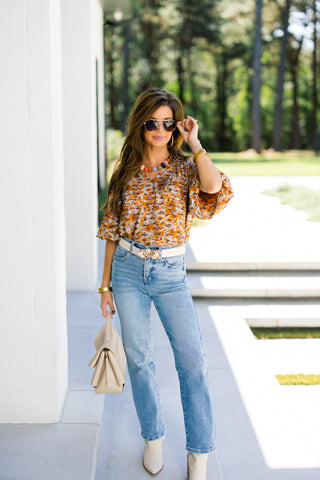 Risk It All Rust Printed Top