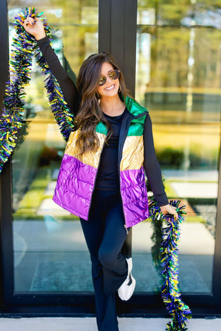 Mardi Party Puffer Vest - Instyle Boutique
