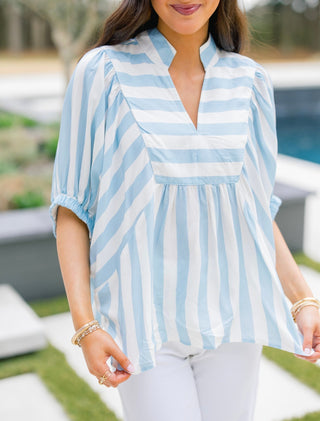 Summer Striped Top - Light Blue - Instyle Boutique
