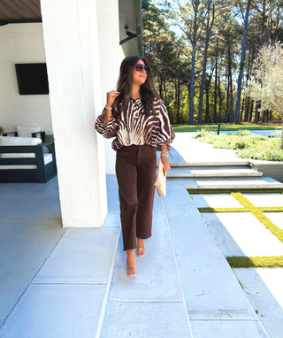 Be The Moment Brown Printed Top - Instyle Boutique