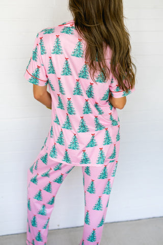 Sweet in Pink Christmas Tree Pajama Set *PREORDER* - Instyle Boutique