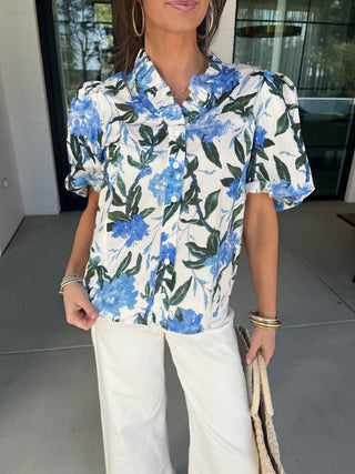 Always Summer Royal Blue Floral Top - Instyle Boutique