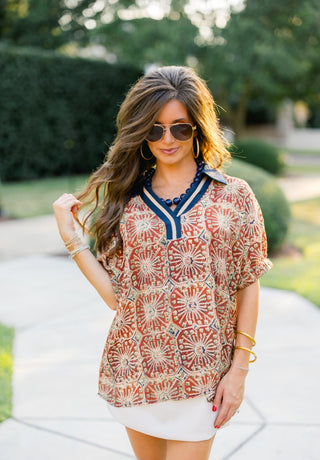 Mosaic Sun Printed Top - Instyle Boutique