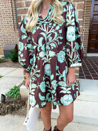 Time After Time Brown Printed Dress