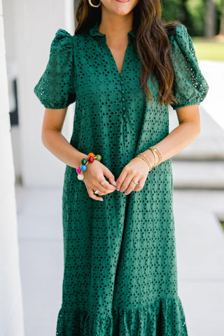 Whimsy Daydream Hunter Green Dress - Instyle Boutique