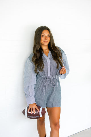 Nobody Else Black Striped Romper