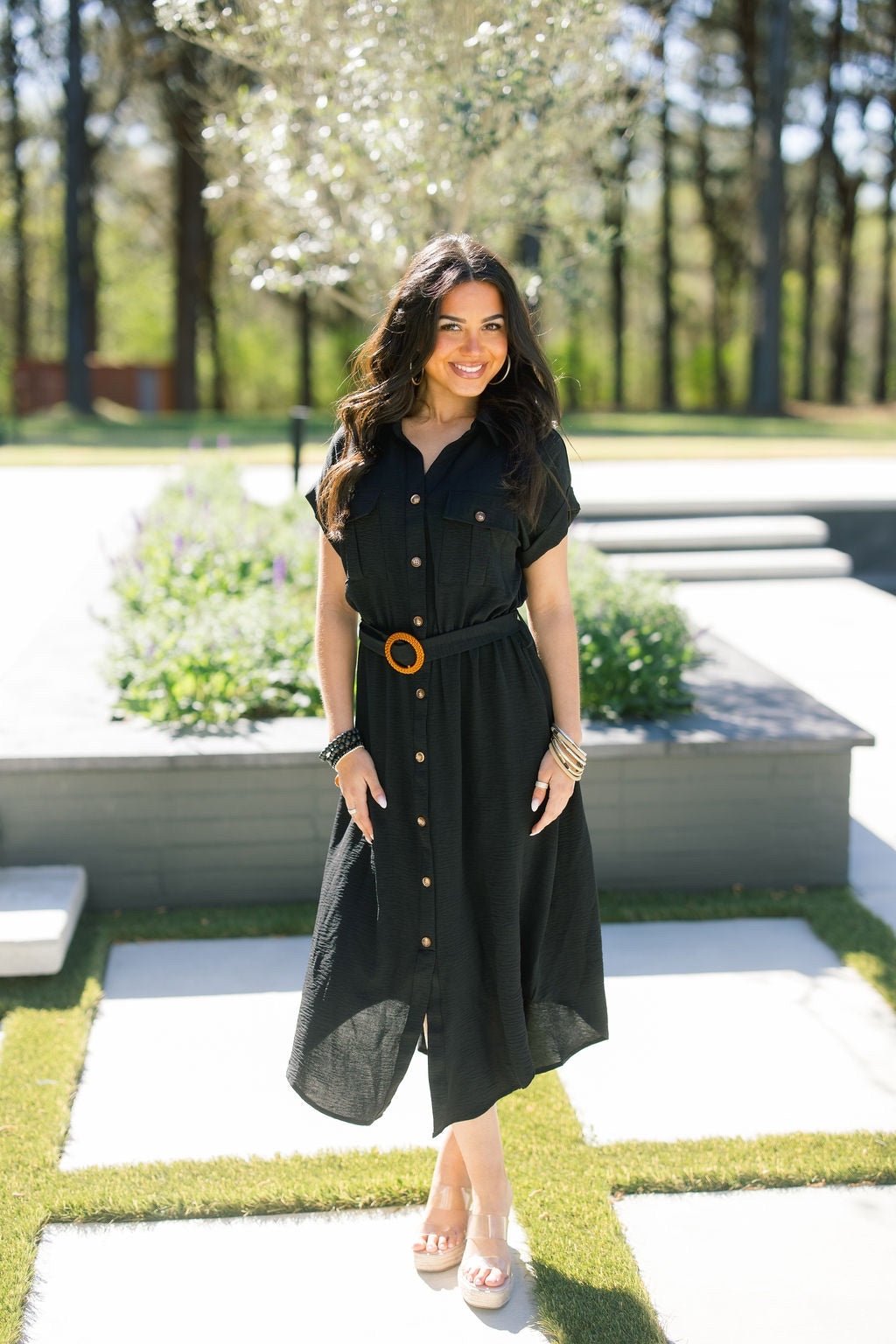 Belted Utility Shirt Dress Black | Midi Button-Front Dress Instyle Boutique Belted Utility Shirt Dress Black | Midi Button-Front Dress Instyle Boutique