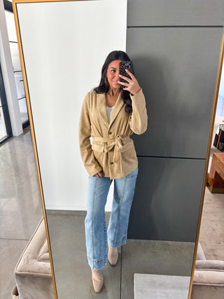 So Chic Suede Belted Blazer - Instyle Boutique