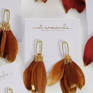 Honey Gold Dipped Feather Earrings - Instyle Boutique