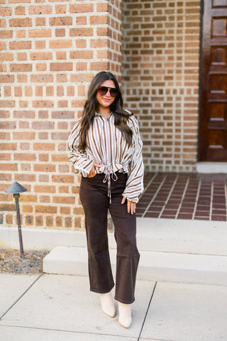 Shifting Focus Brown Stripe Jacket