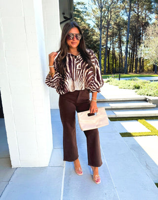 Be The Moment Brown Printed Top - Instyle Boutique