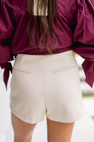Wrapped in Cream Faux Leather Skort - Instyle Boutique