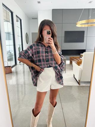 Falling For Plaid Oversized Top