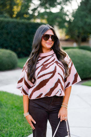 Better In Blush Zebra Sweater Top - Instyle Boutique