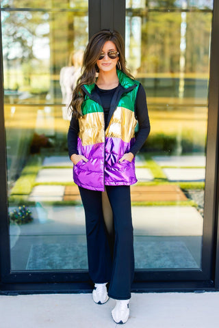 Mardi Party Puffer Vest - Instyle Boutique