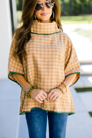 Lead The Way Brown Houndstooth Poncho