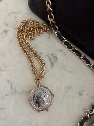 Two Toned Coin Necklace - Instyle Boutique