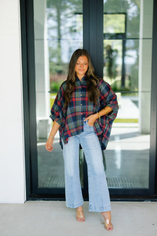 Pretty In Plaid Top - Navy ~PINK FRIDAY DEAL~ - Instyle Boutique