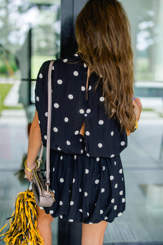 Preppy Chic Polka Dot Dress- Black - Instyle Boutique