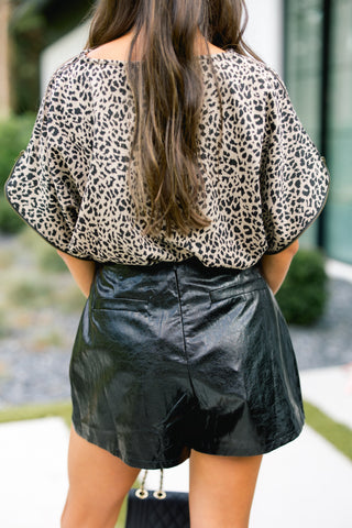 City Lights Faux Leather Skort