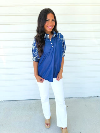 Blue Mirage Embroidered Top - Instyle Boutique