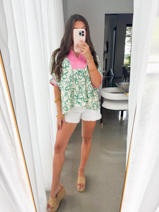 Something Special Green Floral Top