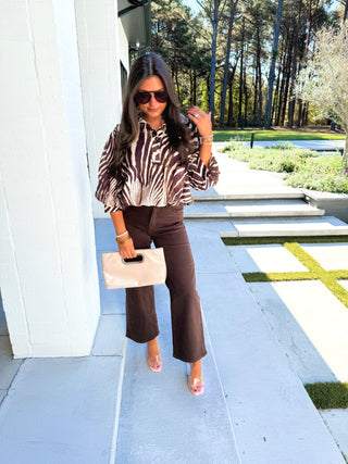 Be The Moment Brown Printed Top - Instyle Boutique
