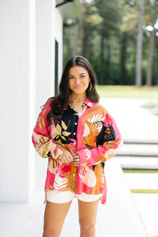 Midnight Bloom Printed Blouse
