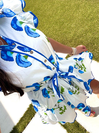 Blue Botanical Dress - Instyle Boutique