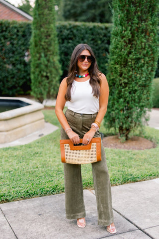 In Style Olive Suede Pants - Instyle Boutique