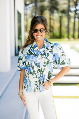 Always Summer Royal Blue Floral Top