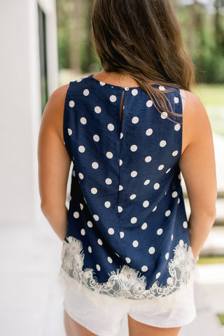 Simply Perfect Navy Dotted Tank - Instyle Boutique