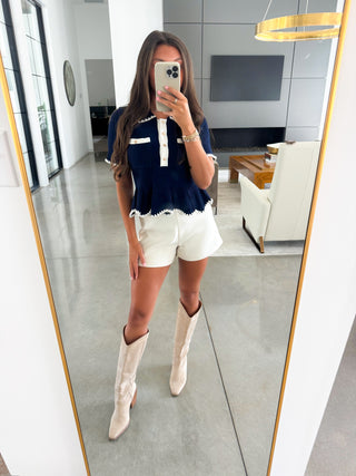 Take A Moment Navy Sweater Top