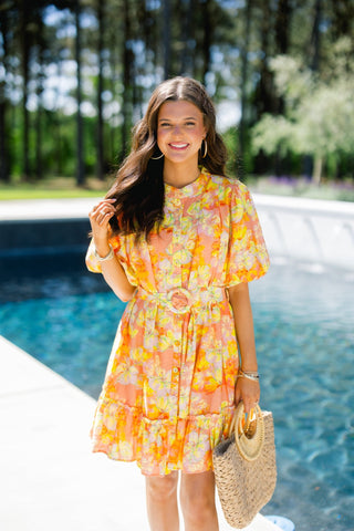Sunset Ruffle Belted Dress - Instyle Boutique