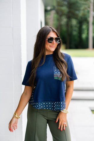 The Scarf Story Navy Top - Instyle Boutique