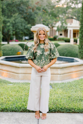 The Harvest Bloom Top-Olive