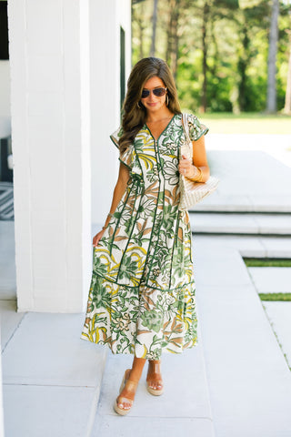 Only Olive Printed Midi Dress