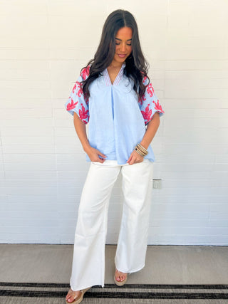Bluebell Breeze Embroidered Top - Instyle Boutique