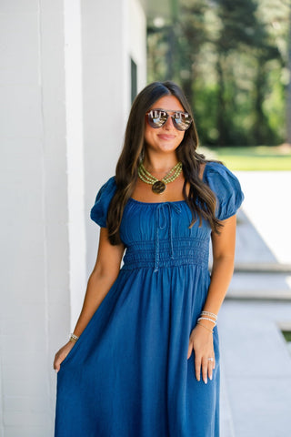 The Lone Star Denim Midi Dress - Instyle Boutique