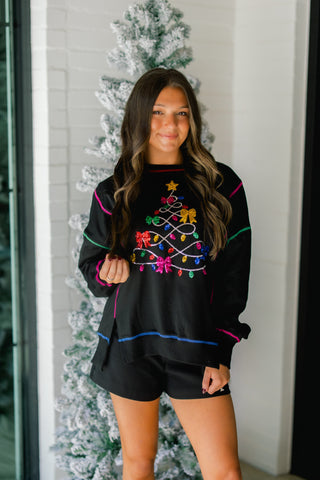 Time For Tinsel Black Sweater