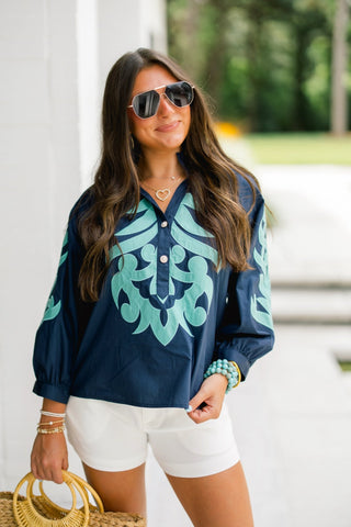Moonlit Lagoon Top-Navy - Instyle Boutique