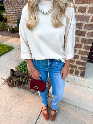 The After Dark Mock-Neck Top-Ivory