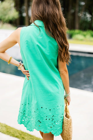 Going Out Green Embroidered Dress - Instyle Boutique