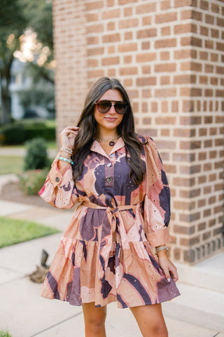 Brown Blossom Eyelet Dress - Instyle Boutique