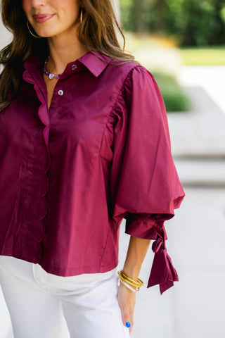 Sweet and Scalloped Mulberry Top - Instyle Boutique