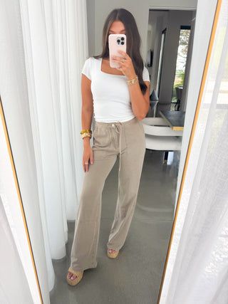 Casual Cargo Knit Pants- Taupe