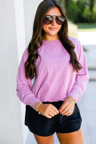 Purple Cloud Bubble Hem Pullover - Instyle Boutique