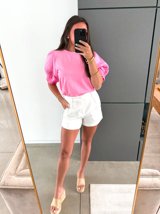 Bubblegum Pink Lace Accent Top